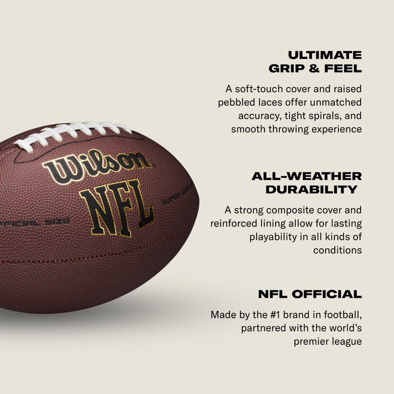 Wilson NFL Super Grip Composite Football - Junior Size, Black/Gold - Image 4